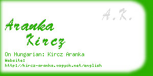 aranka kircz business card